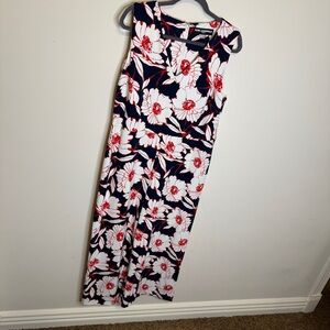 Karl Lagerfeld Red and White Floral Jumpsuit, V neck